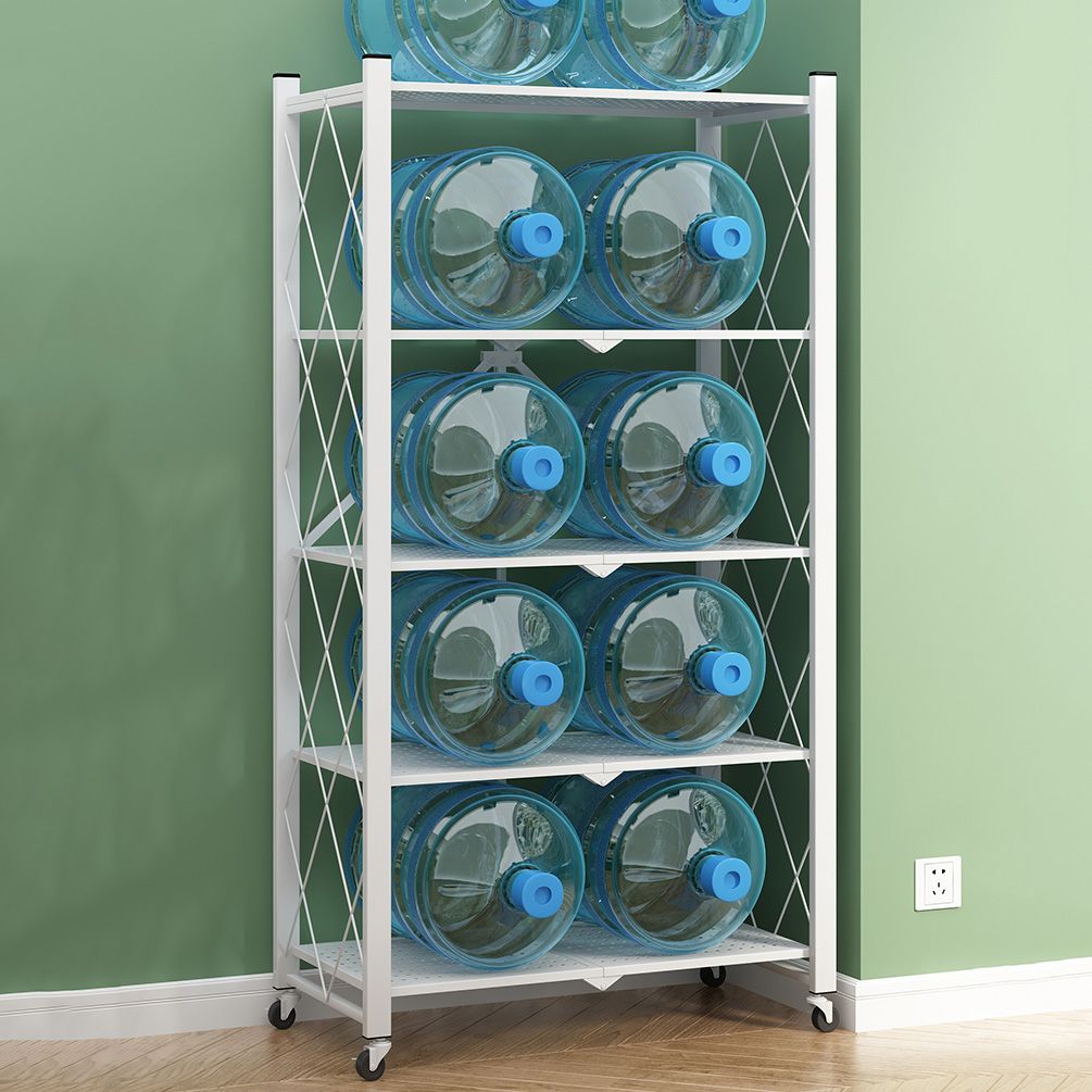 Industrial Folding Etagere Bookshelf Metal Open Bookshelf with Caster Wheels