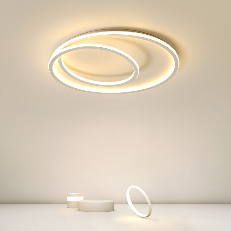 Single Modernism White Flush Mount Lighting Unique Ceiling Light for Bedroom