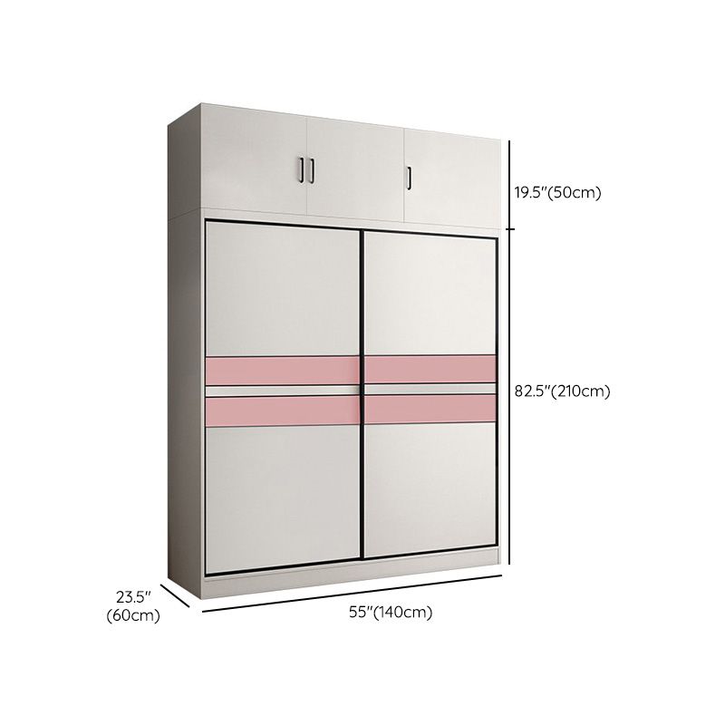 White Colour Wooden Wardrobe Rod Included Wardrobe Wardrobe Closet with Sliding Door