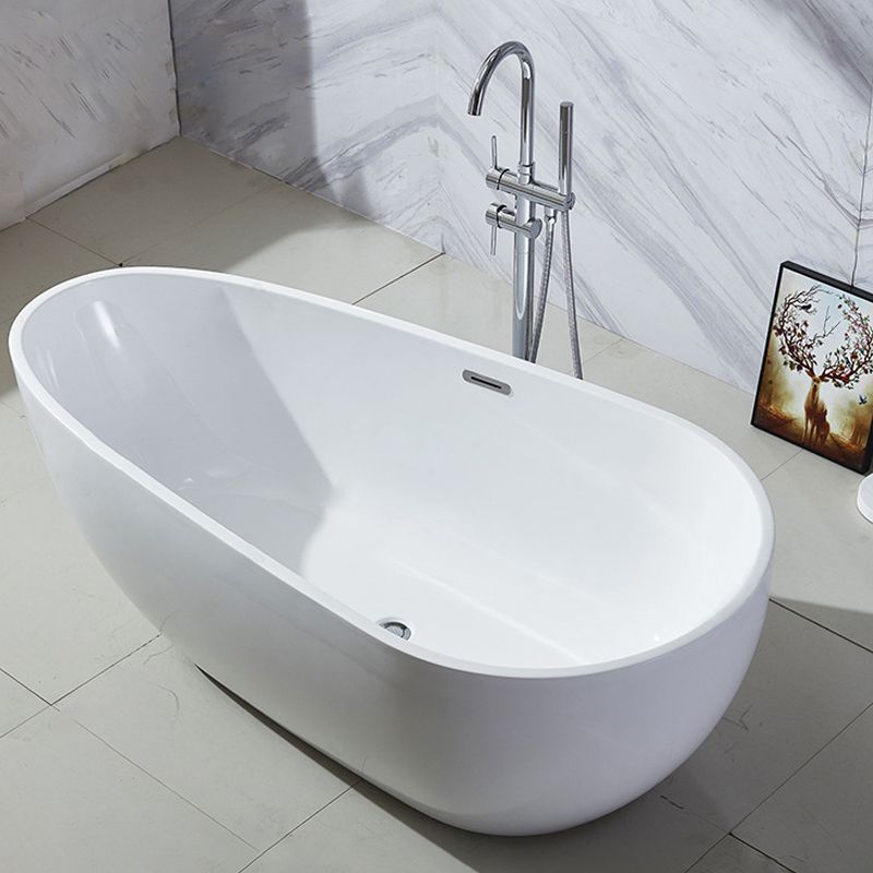 Modern Soaking Bathtub Oval with Drain Acrylic Freestanding Bath Tub
