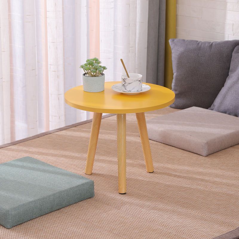Modern 3 Leg Corner Table Round Solid Wood Side End Table for Living Room