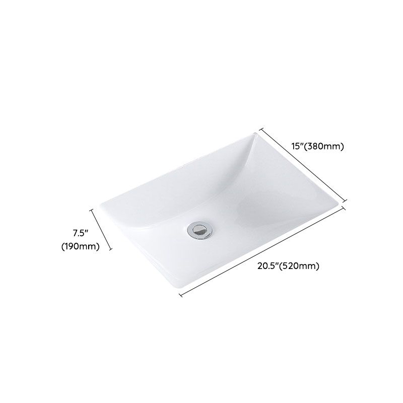 Modern Undermount Vanity Sink Porcelain Shut-Off Valve Included Bathroom Sink