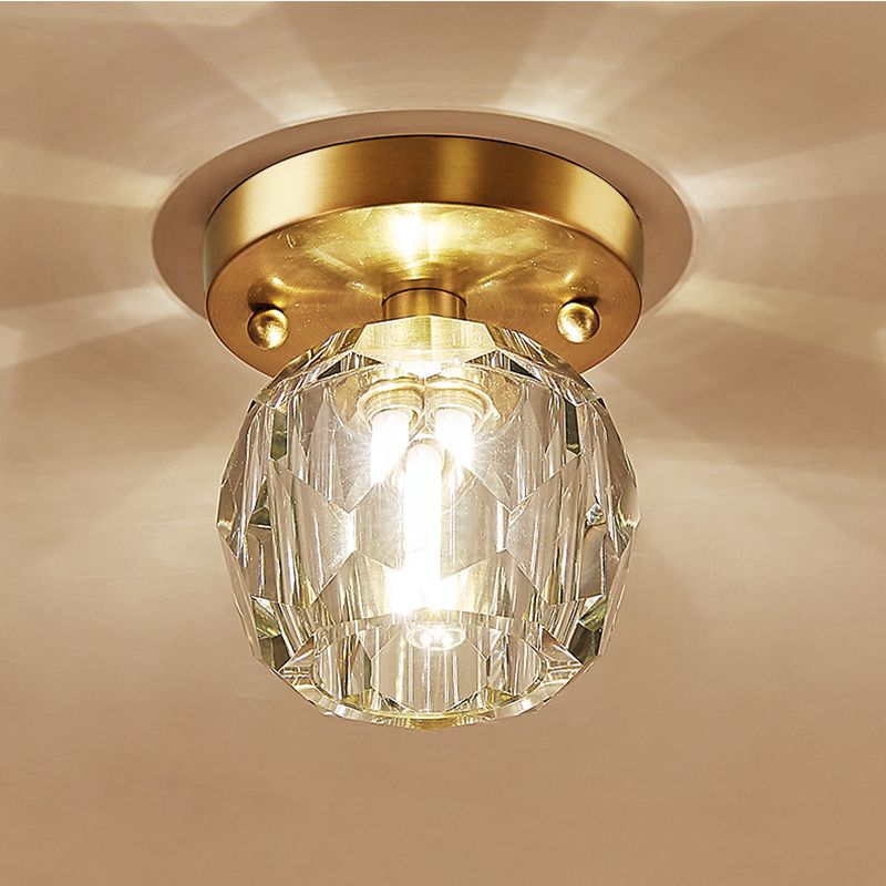 Crystal Round Ceiling Flush Mount Light Simplicity Style Ceiling Mounted Light in Gold