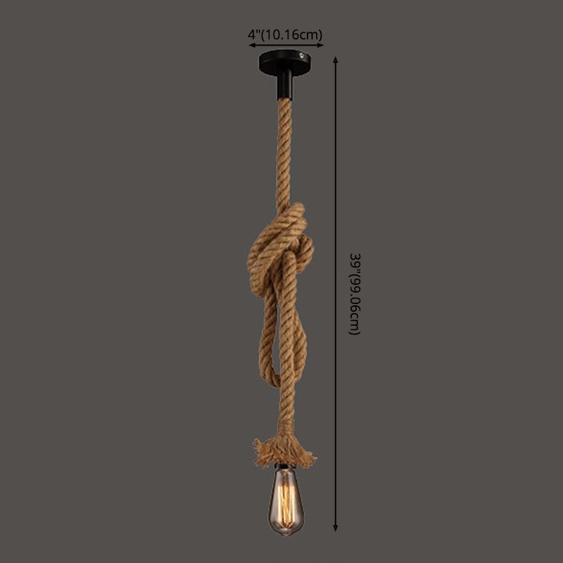 Rope Beige Pendant Lighting Fixture No Bulb Industrial Style Pendant Light Kit for Restaurant