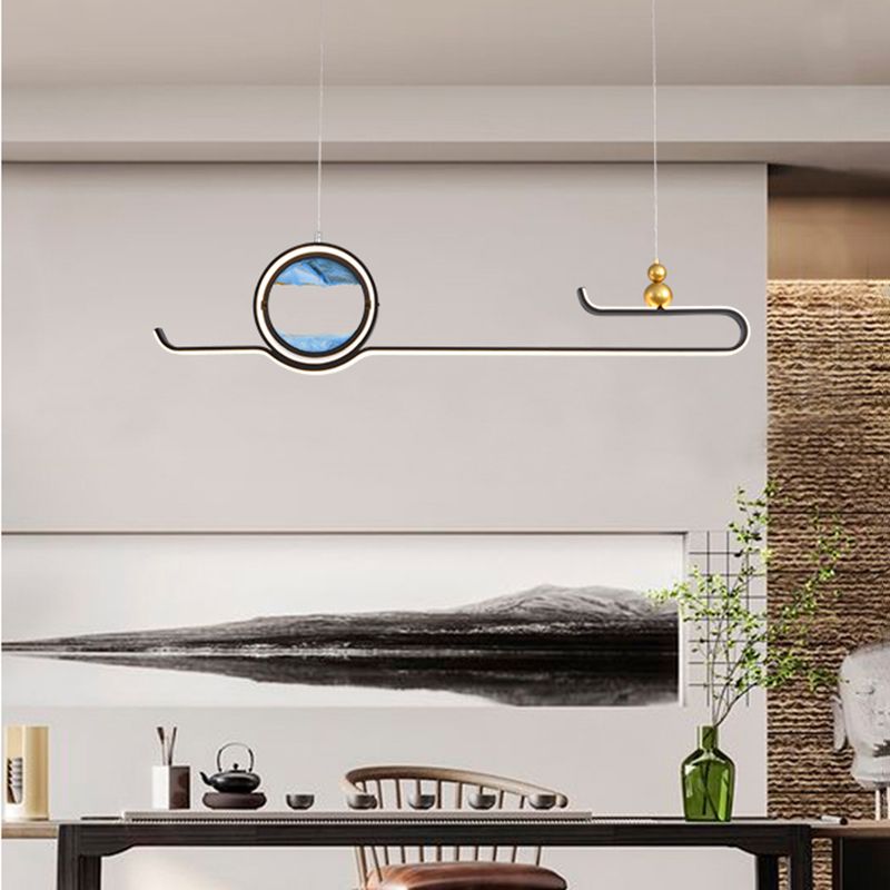 Modern Aluminum Island Light Fixtures Geometry 2-Light Restaurant LED Hanging Lamps