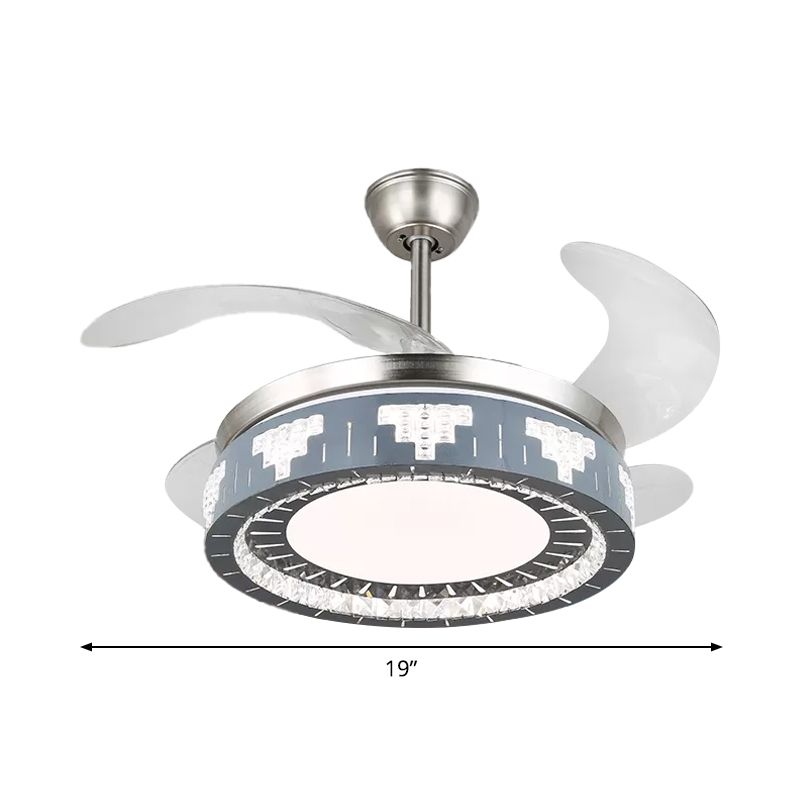 Crystal Crystal Crystal Round Pendant Light Modernity Modernity LED Silver Semi Mount Éclairage, 19 "de large