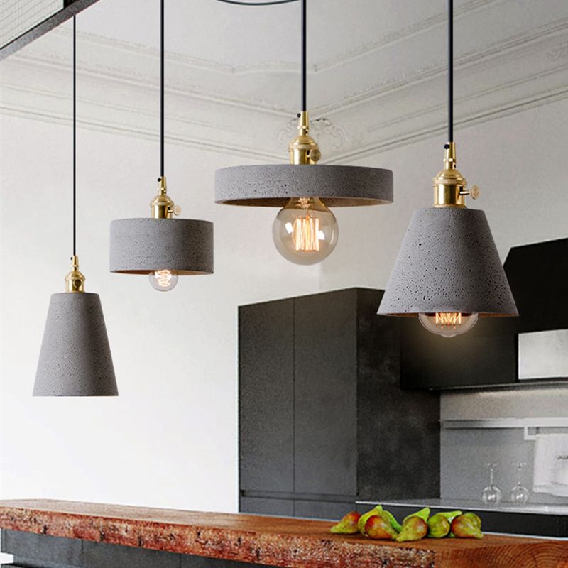 Lampe à suspension en forme de géométrique Nordique 1-Light Ciment Pendant Cternal Rotary Interrupteur