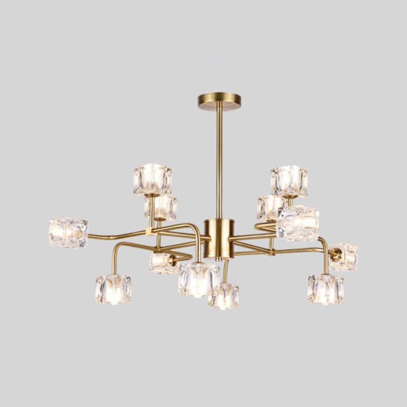 Nordic Multi Head Chandelier Light Fixtures Glass Gold Hanging Chandelier for Restaurant