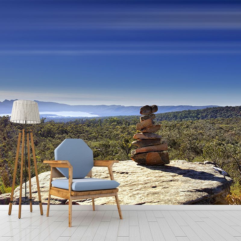 Waterproof Forest Overlook View Mural Modern Non-Woven Fabric Wall Decor, Custom Print