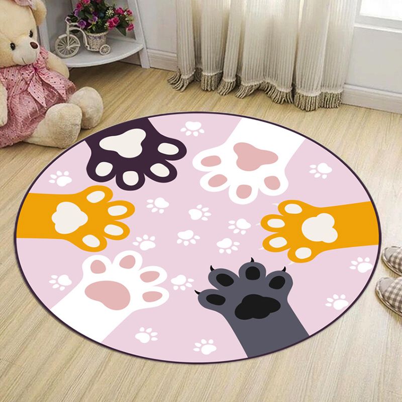 Lovely Kids Bedroom Rug Multi Colored Cartoon Print Area Rug Synthetics Anti-Slip Easy Care Carpet