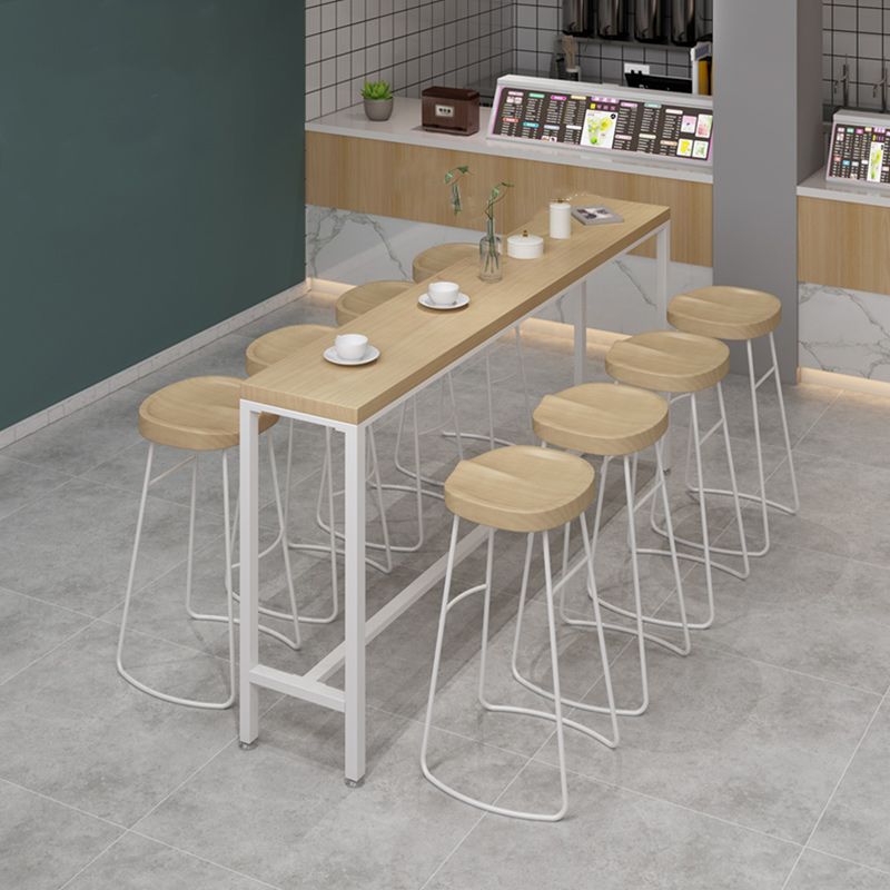 Modern Rectangular Pub Table Set 1/5/9 Pieces Wooden Counter Table with High Stools