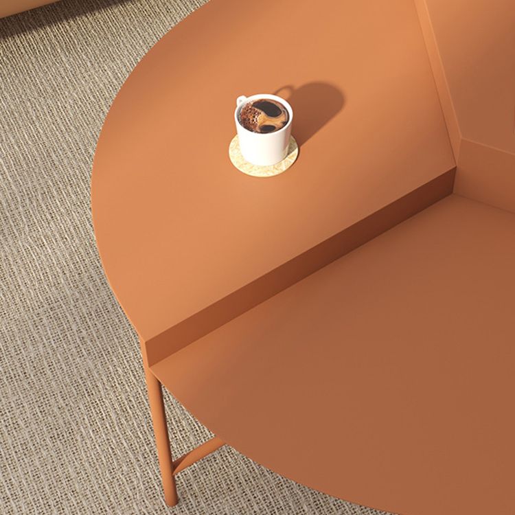 Mid-Century Modern Iron Cocktail Table with 3 Metal Legs and Round Top