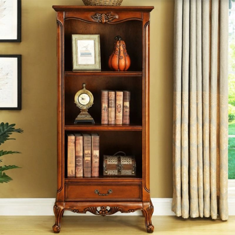 Contemporary Wooden Bookcase Standard Closed Back Bookshelf with Shelves