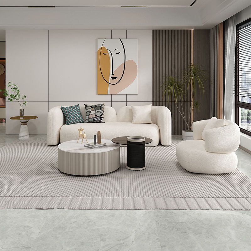 Wool White Tuxedo Arm Sofa Contemporary Standard Sofa with Tight Back