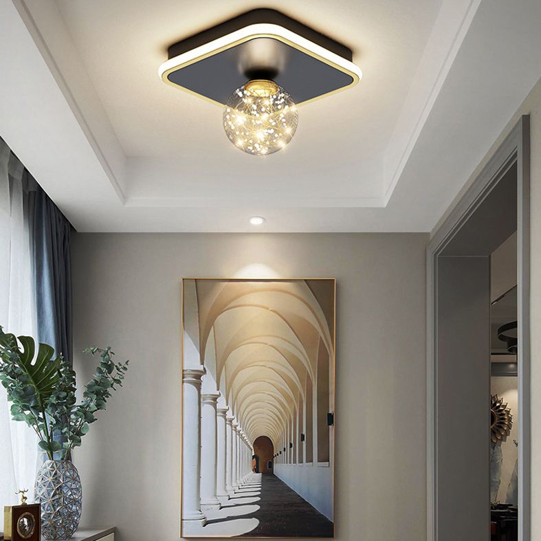 Geometric Ceiling Light Fixture Minimalist Metal LED Black Ceiling Mounted Fixture