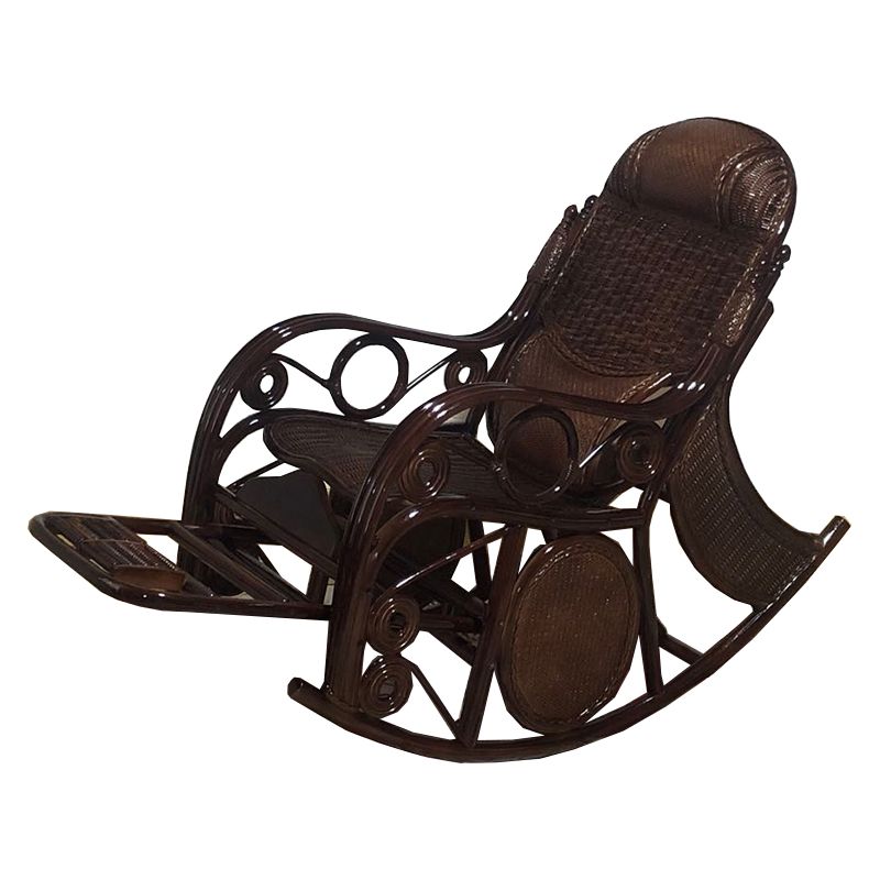 Traditional Spindle Rocking Accent Chair Tobacco Finish Rocker Chair Reclining