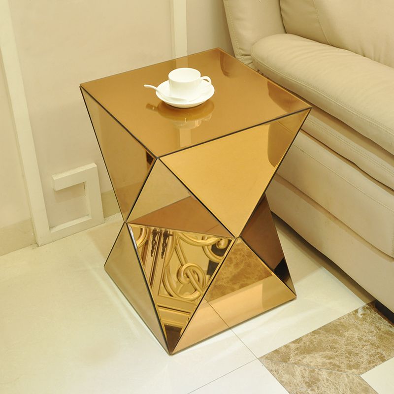 Contemporary Side Table Glass Pedestal Square Living Room End Table