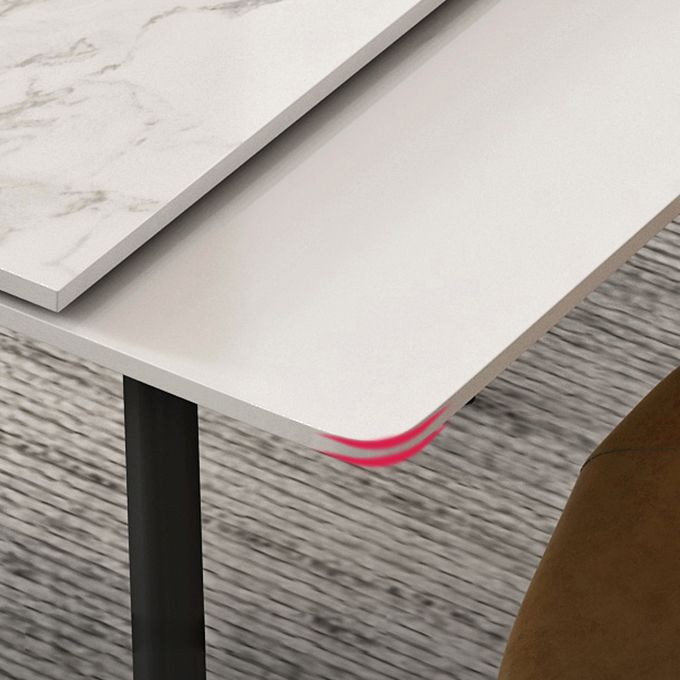 Modern 1/4/5/7 Pieces Rectangle Dining Table Set with Stone Top White Scalable Dinette Set