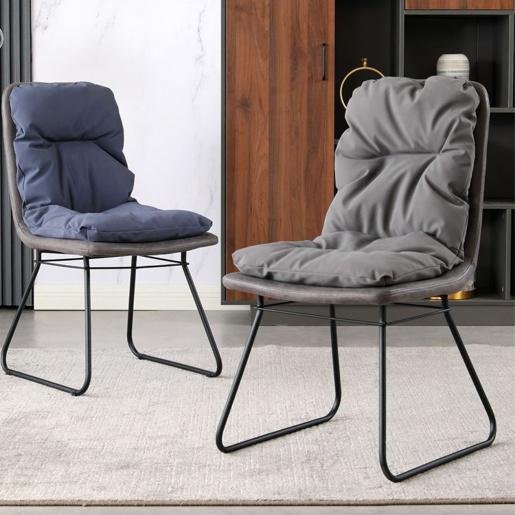 Contemporary Metal Dining Room Chair Armless Upholstered Side Chairs for Home Use