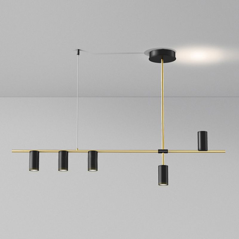 Modern 5 - Light Ceiling Pendant Fixture in Black and Gold Finish Kitchen Island Light