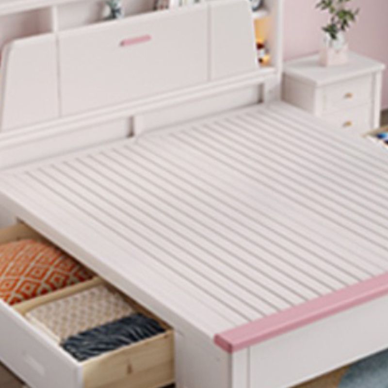 Modern Wood Bed Frame Bookcase Included Standard Bed for Bedroom