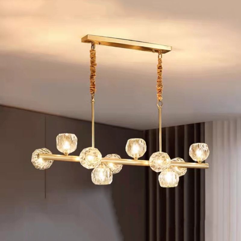 Crystal Round Shape Chandelier Light Modern Multi Lights Chandelier Light Fixture in Gold