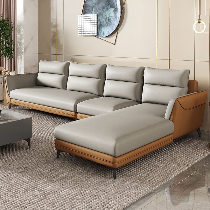 Faux Leather Sectionals 136.22" L Flared Arm Stain-Resistant Sectionals