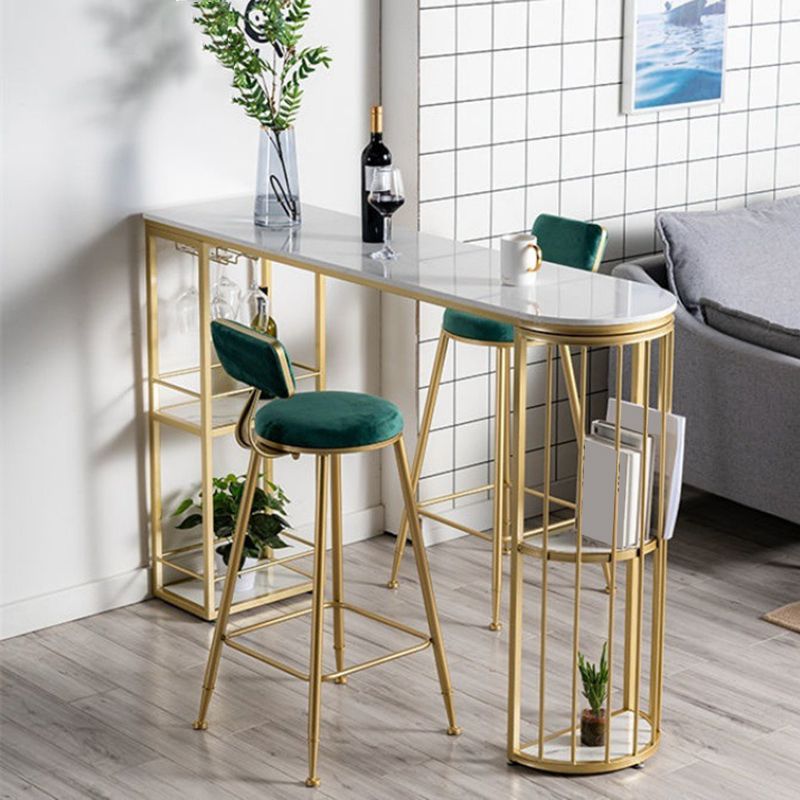 Industrial Style Bistro Bar Desk Marble Top Specialty Pub Table for Cafe