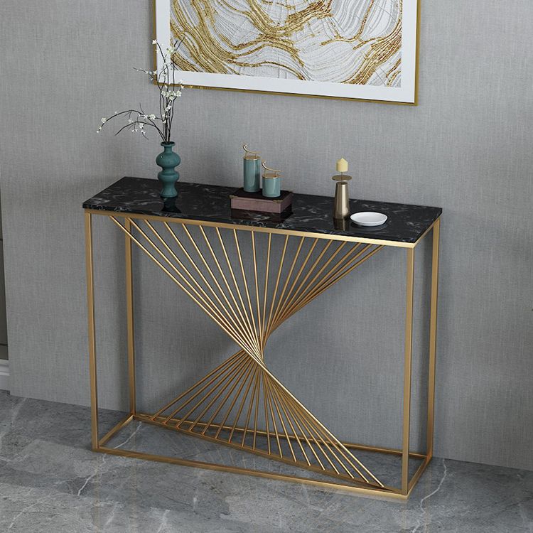 11.81-inch Wide Console Table Glam Marble Accent Table with 1 Shelf