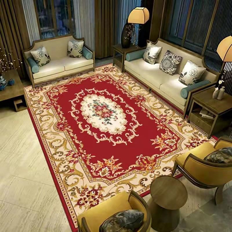 Reclaimed Flower Print Rug Polyester Area Carpet Stain Resistant Indoor Rug for Home Decoration