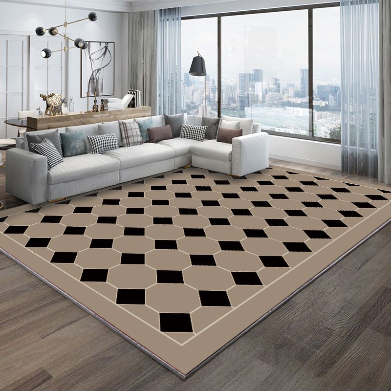 Checkerboard Rug Geometric Indoor Rug Non-Slip Backing Rug for Living Room