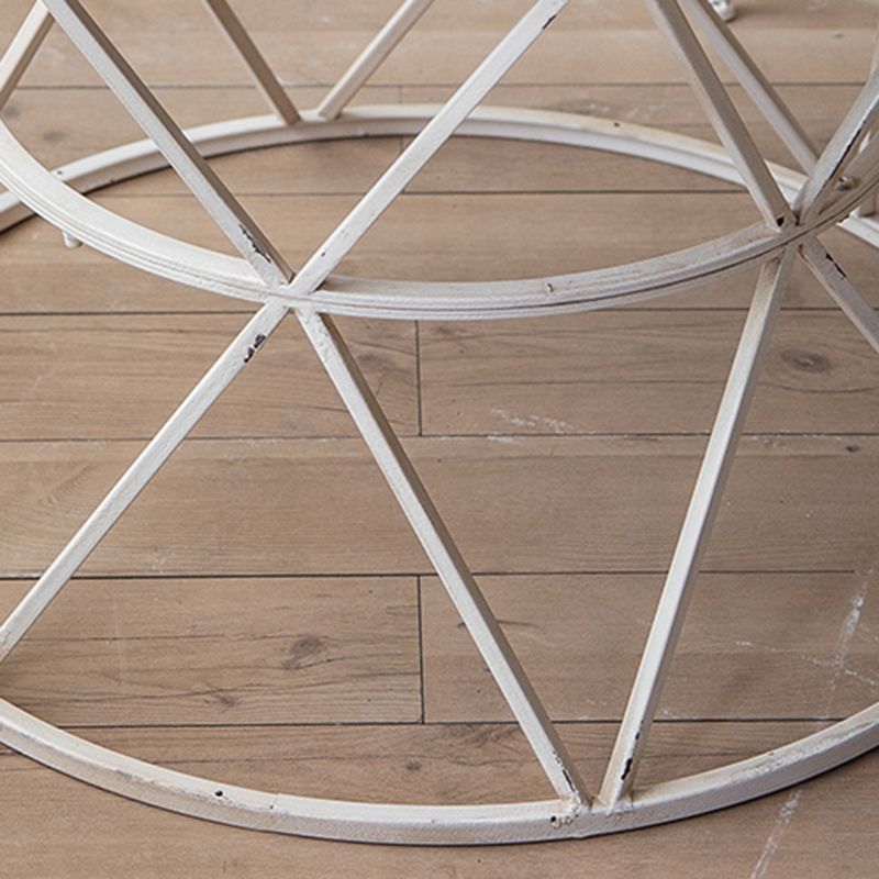 Round Shape Solid Wood End Table with Metal Base Corner Table for Living Room