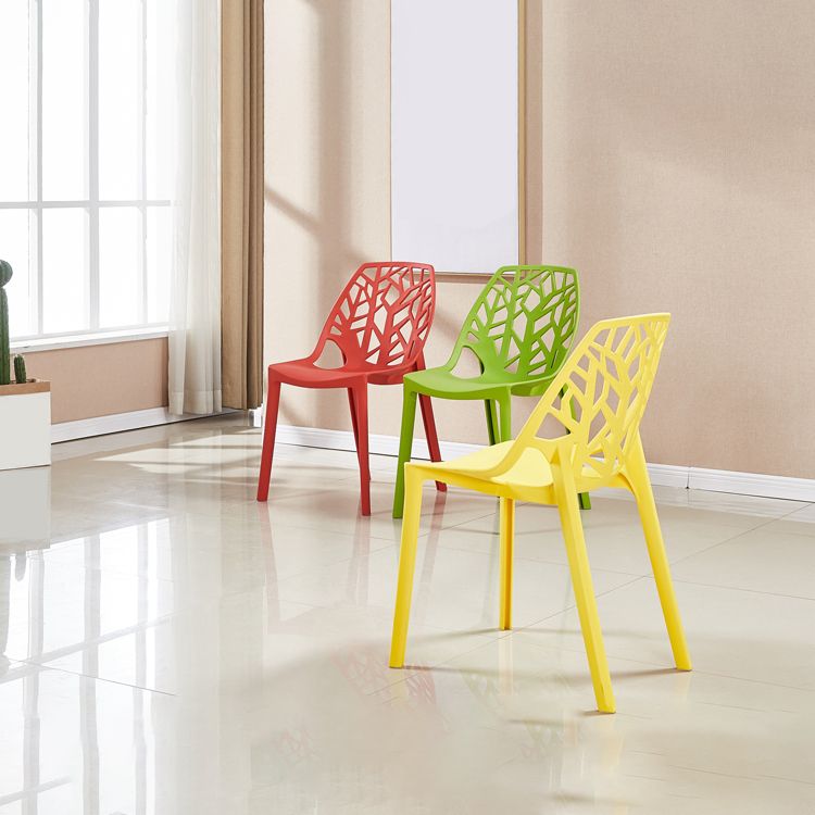 Glam Indoor-Outdoor Dining Side Chair Plastic Stackable Side Chair