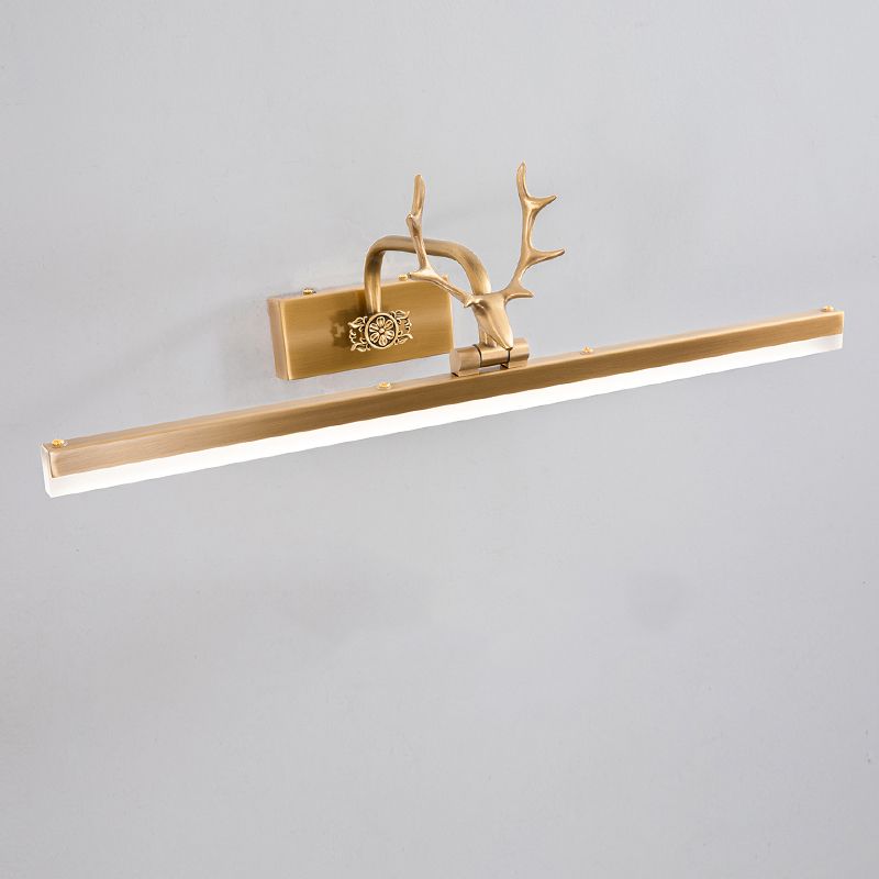 Mid-Century Vintage Style Strip Wall Mounted Vanity Lights Copper Flush Mount Wall Sconce for Bathroom