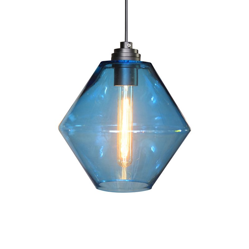 Single a diamante a diamante soffitto a sospensione leggera vintage nere arancione/blu/verde lampada appesa
