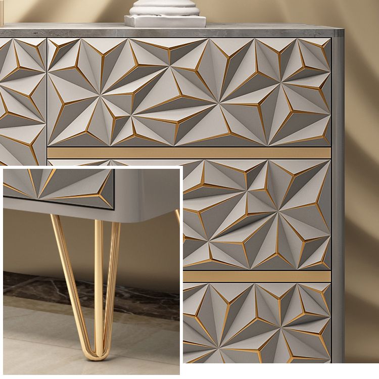 Glam Buffet Table Stone Sideboard Table with Legs for Dining Room
