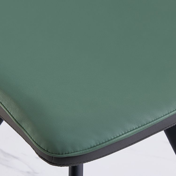 Leather Scandinavian Side Chair Upholstered Armless Dining Chairs with Metal Legs