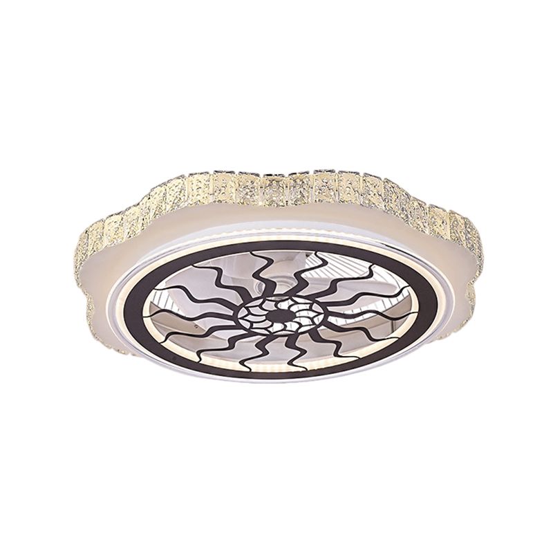 Sonnenblumen/Pflaumenblüten/Sternmuster Hanging Lüfter Licht moderne rechteckige Kristalle 23,5 "W LED White Semi-Flush Mount