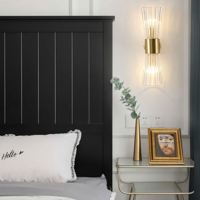 Luces de pared con forma de reloj de arena posmoderna Media de montura de montura de vidrio cristalino para la pared de la cama para la cama