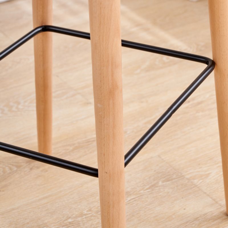 Modern Low Back Counter-height Stool with Solid Wood and Plastic
