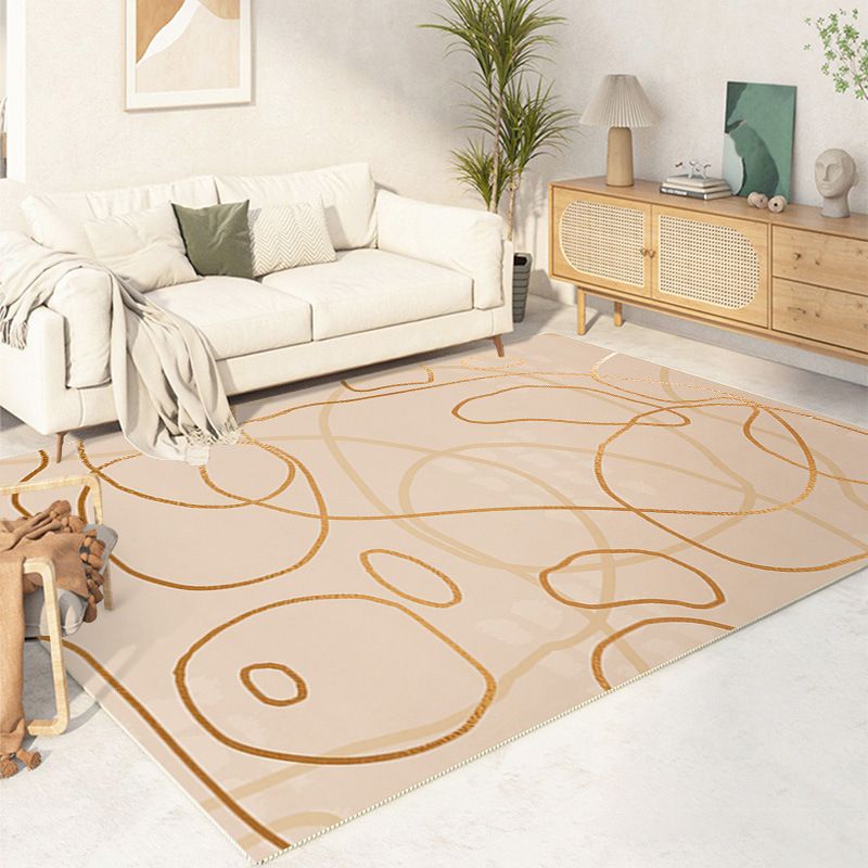 Modern Dark Brown Rug Polyester Color Block Rug Washable Rug for Home Decor