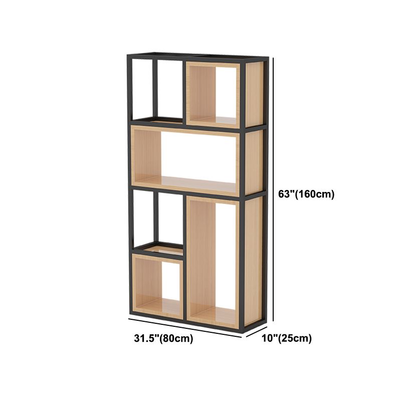 Industrial Open Etagere Bookshelf Iron Frame Solid Wood Shelf Bookshelf