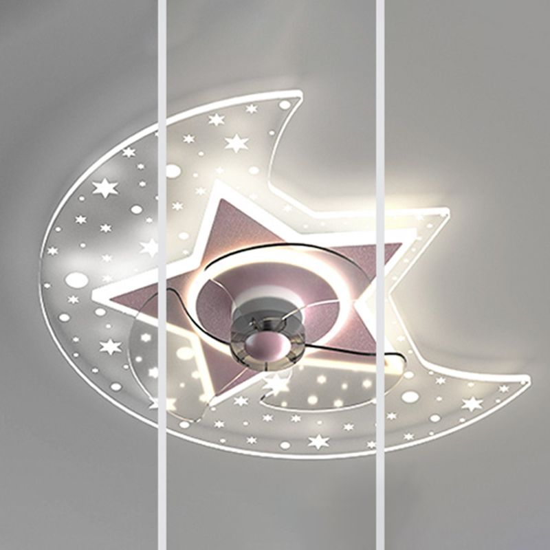 Amella a forma di fiore Ventola di ventola per bambini Multi Lights Lampada a ventola del soffitto