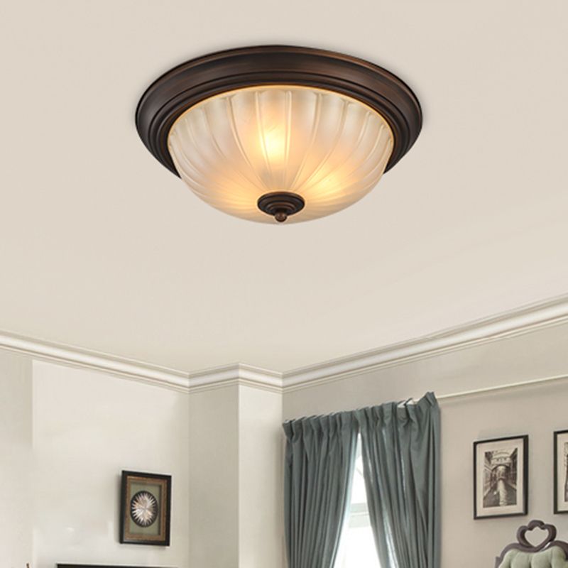 13" Wide Bowl Flush Mount Classic Glass and Bronze Flush Ceiling Light for Bedroom