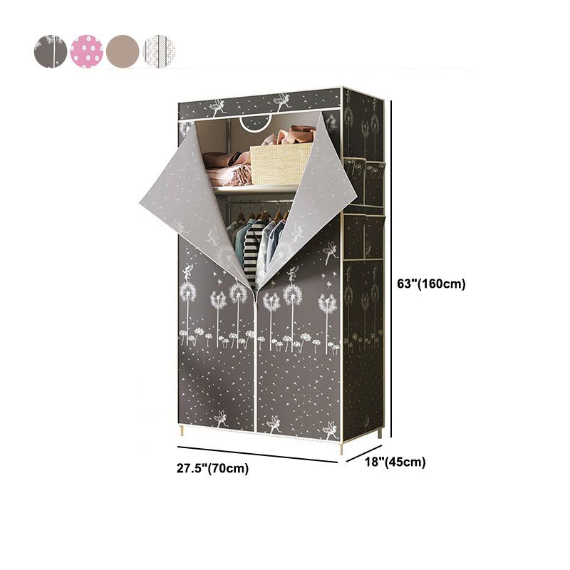 Metal Frame Wardrobe Armoire Contemporary Style Wardrobe Cabinet for Bedroom