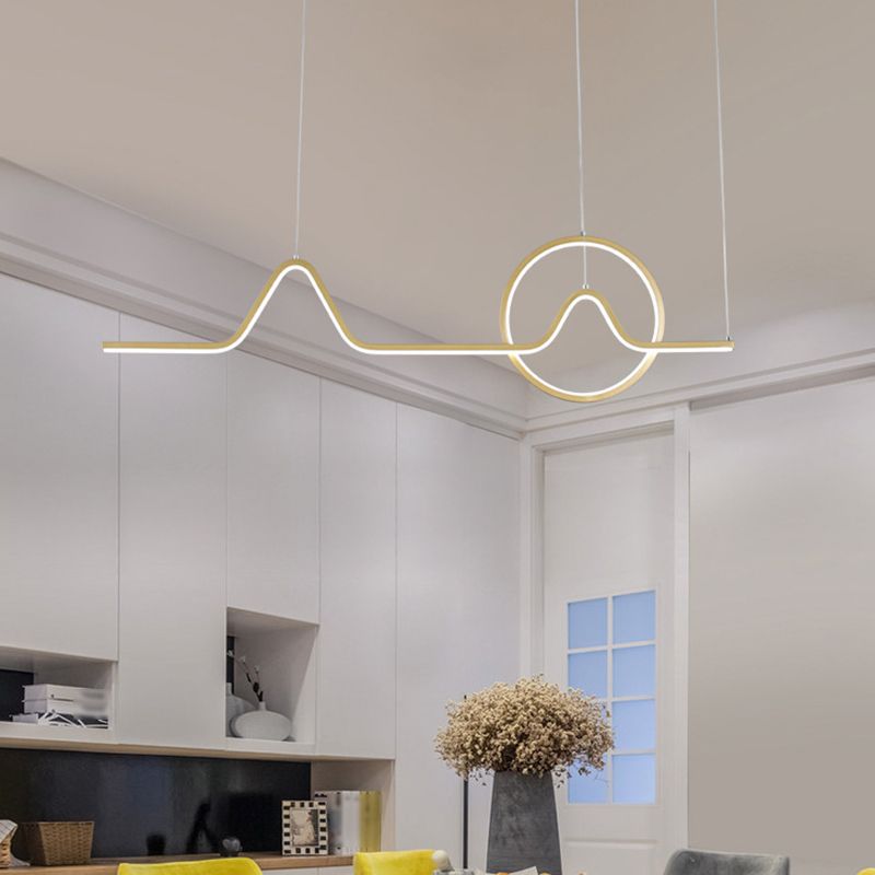 2-Light Modern Ceiling Light Golden/Black LED Island Lighting for Dining Room