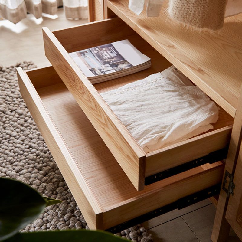 Modern Style Wardrobe Cabinet Solid Wood Wardrobe Armoire with Shelves