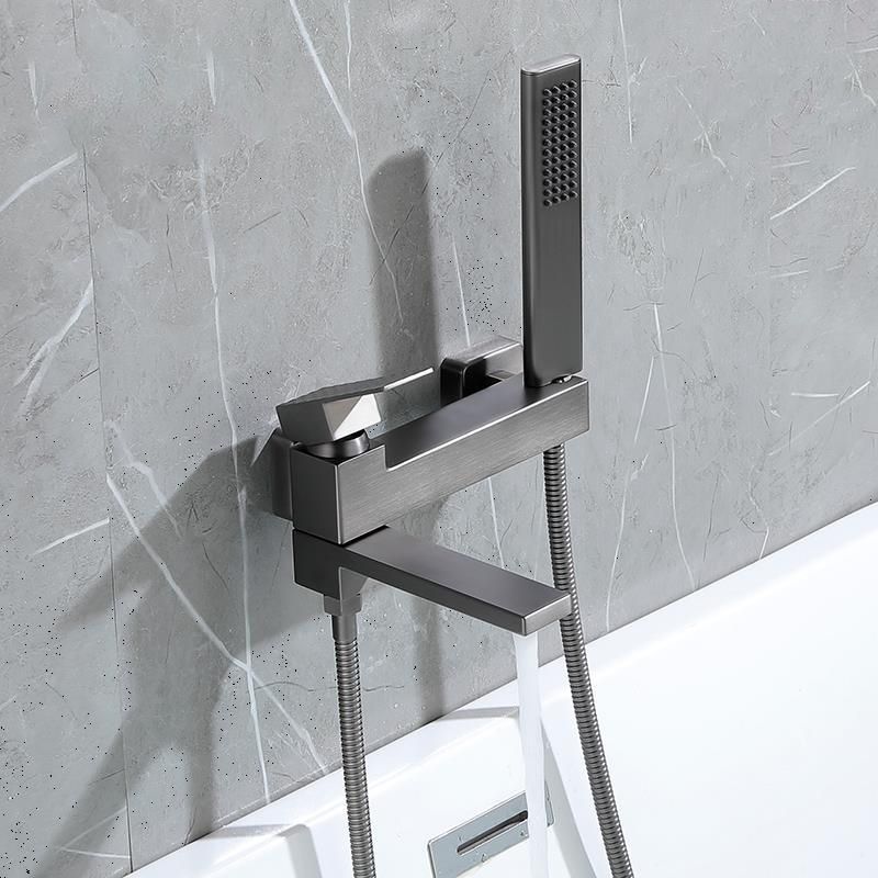 Contemporary Wall Mounted Metal Tub Filler Low Arc Lever Tub Faucet Trim