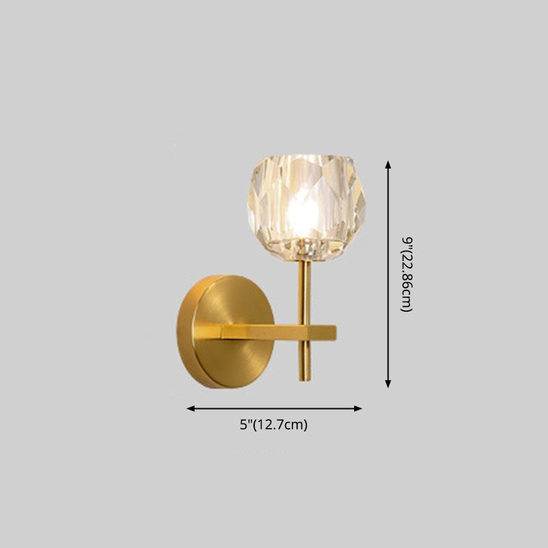 1-Light Crystal Wall Mounted Lighting Modern Style Gold Ball Wall Sconce Lights