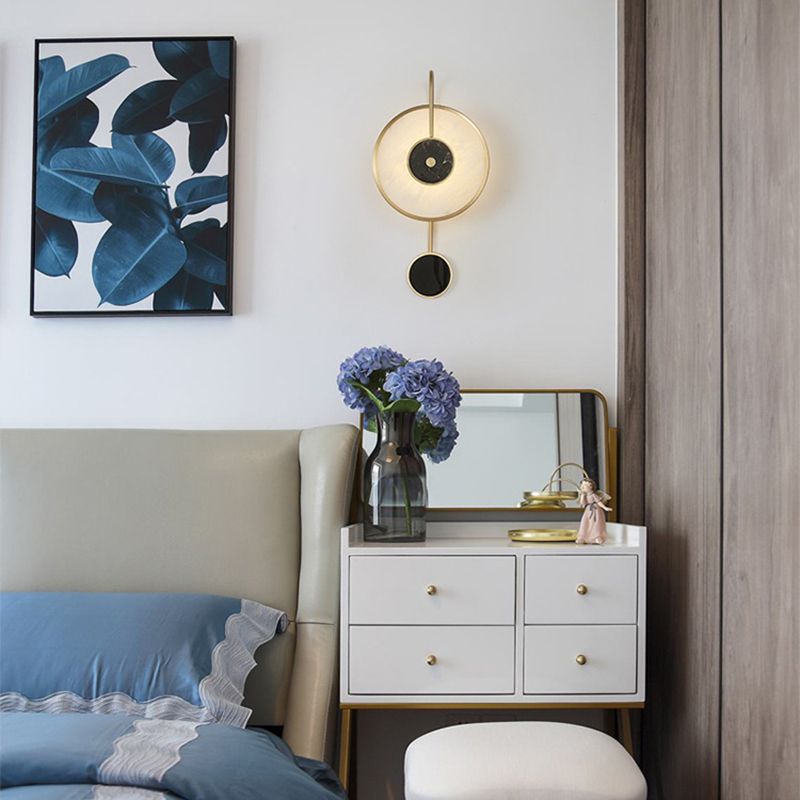 Modern Wall Lamp Household Disk Marble Shade Wall Mount Lighting for Sitting Room
